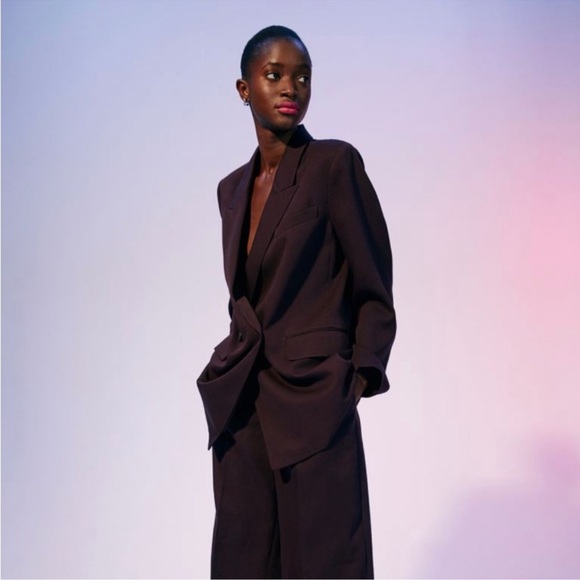 NEW|| H&M Oversize Burgundy Blazer Size XS - Picture 5 of 14